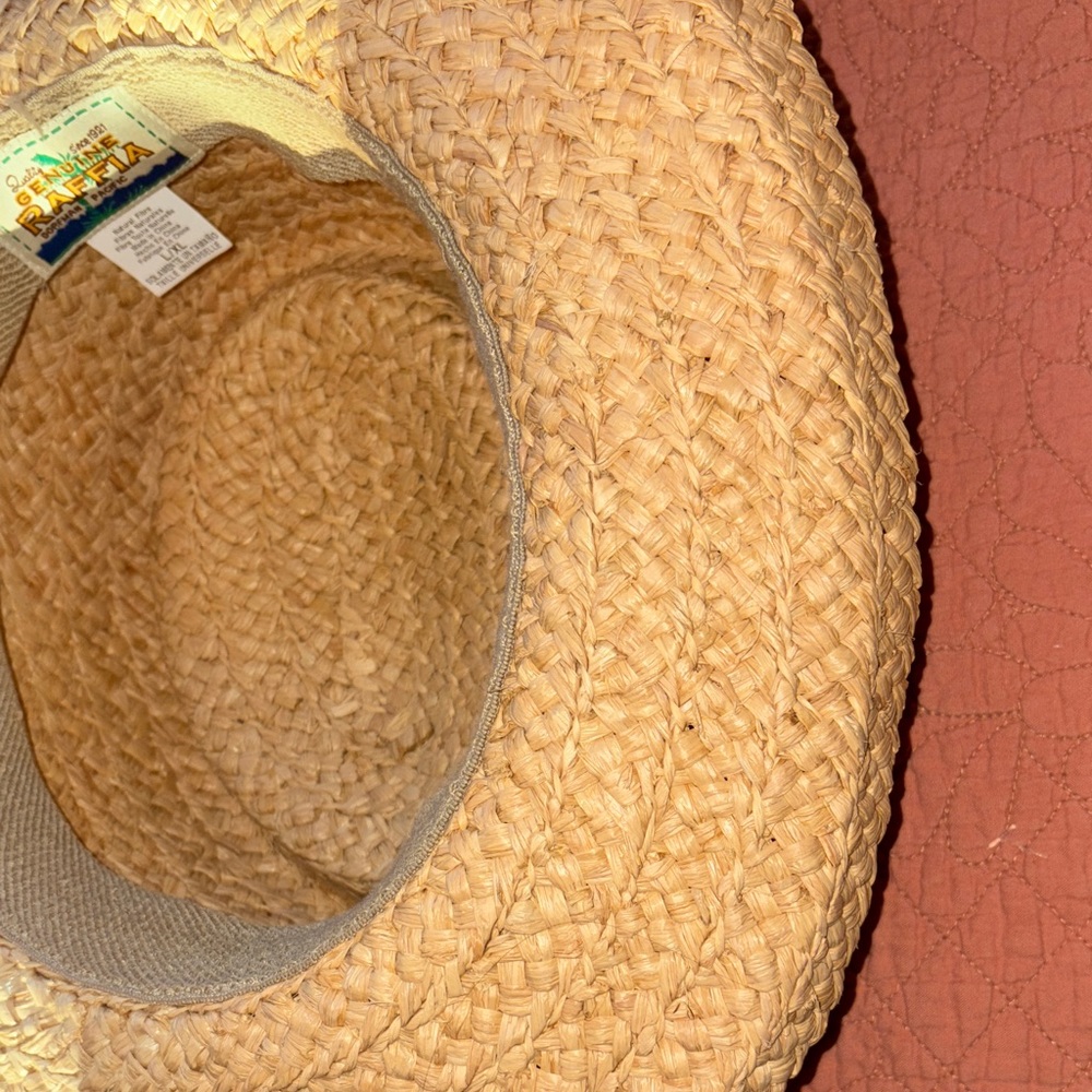 Stylish Dorfman Genuine Raffia Pacific Tan Straw Golf Hat with Green Band - Picture 11 of 12